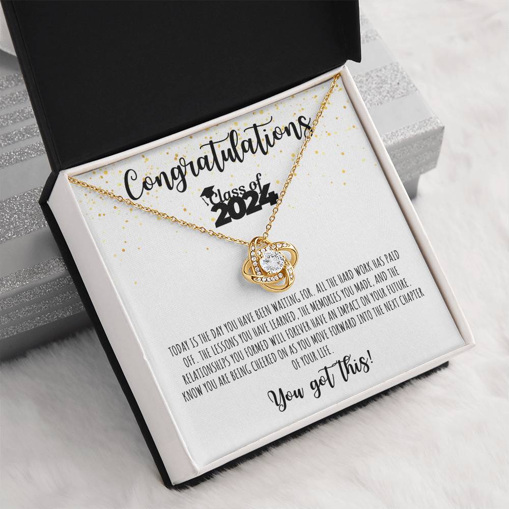 Congratulations Graduate | Class of 2024 | You Got This | White Message Card - Love Knot Necklace