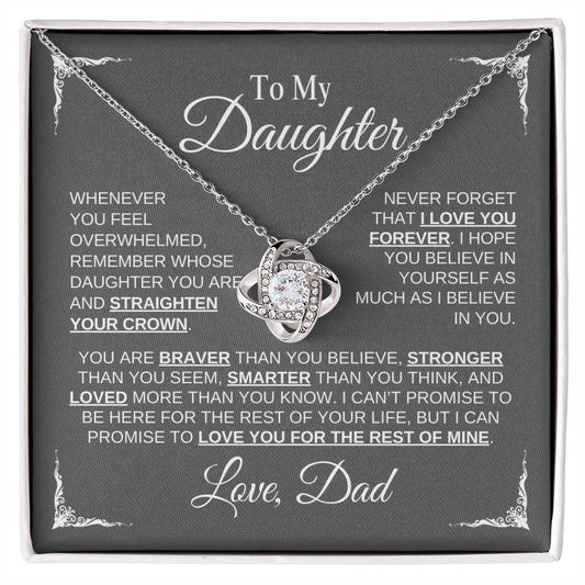 To My Daughter | Love Dad |Grey Message Card - Love Knot Necklace