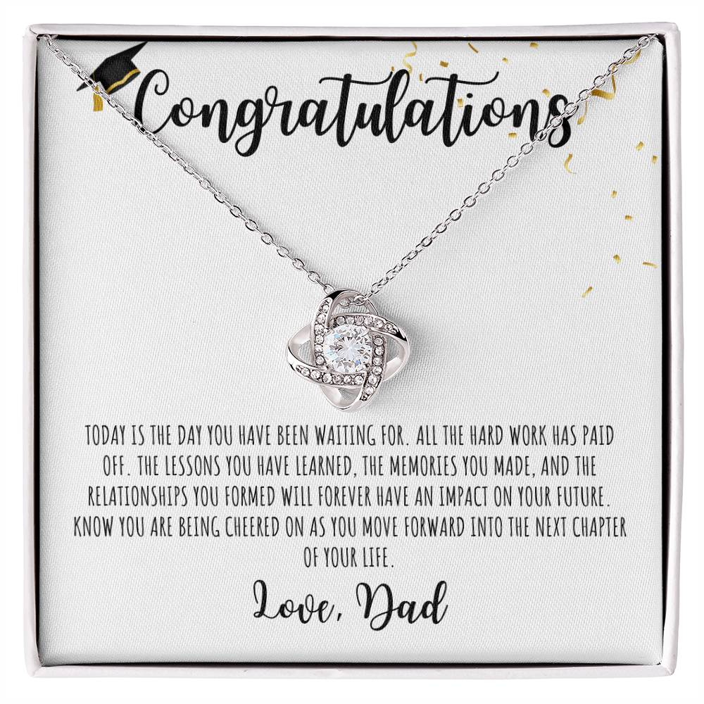 Congratulations Graduate | Love Dad | White Message Card - Love Knot Necklace