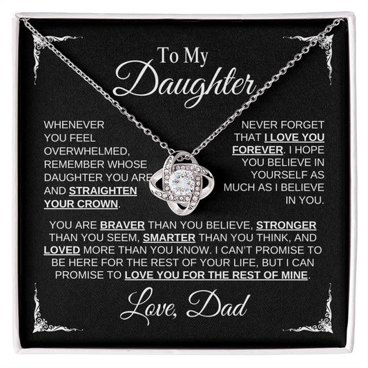 To My Daughter | Love Dad | Black Message Card - Love Knot Necklace