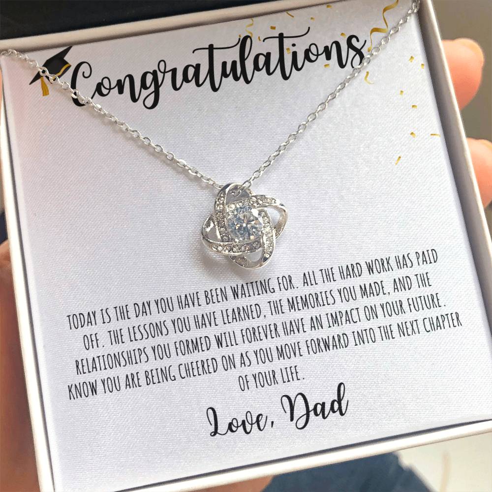 Congratulations Graduate | Love Dad | White Message Card - Love Knot Necklace