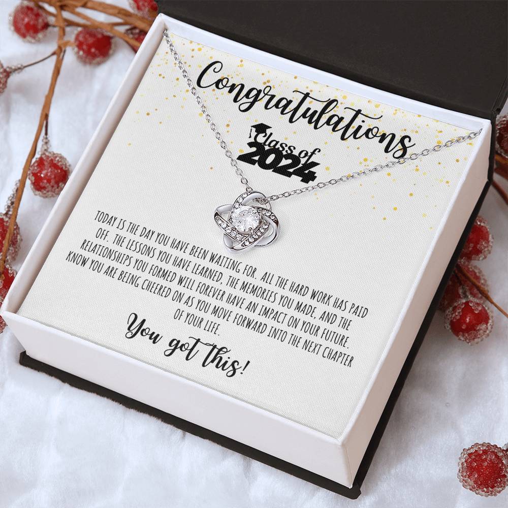 Congratulations Graduate | Class of 2024 | You Got This | White Message Card - Love Knot Necklace