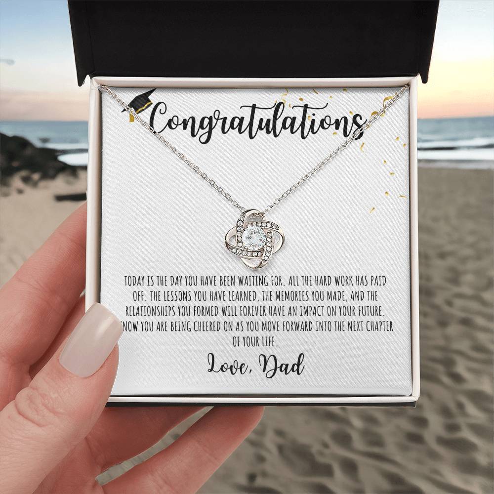 Congratulations Graduate | Love Dad | White Message Card - Love Knot Necklace