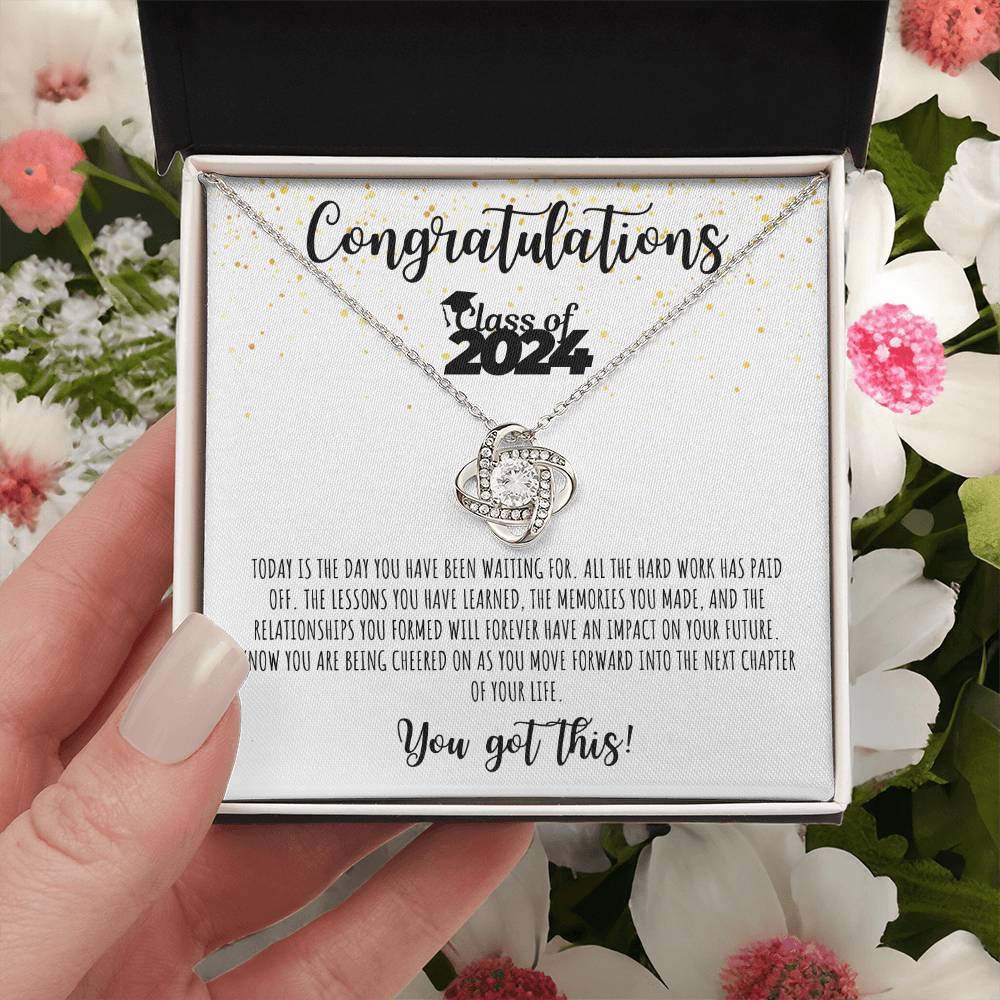 Congratulations Graduate | Class of 2024 | You Got This | White Message Card - Love Knot Necklace