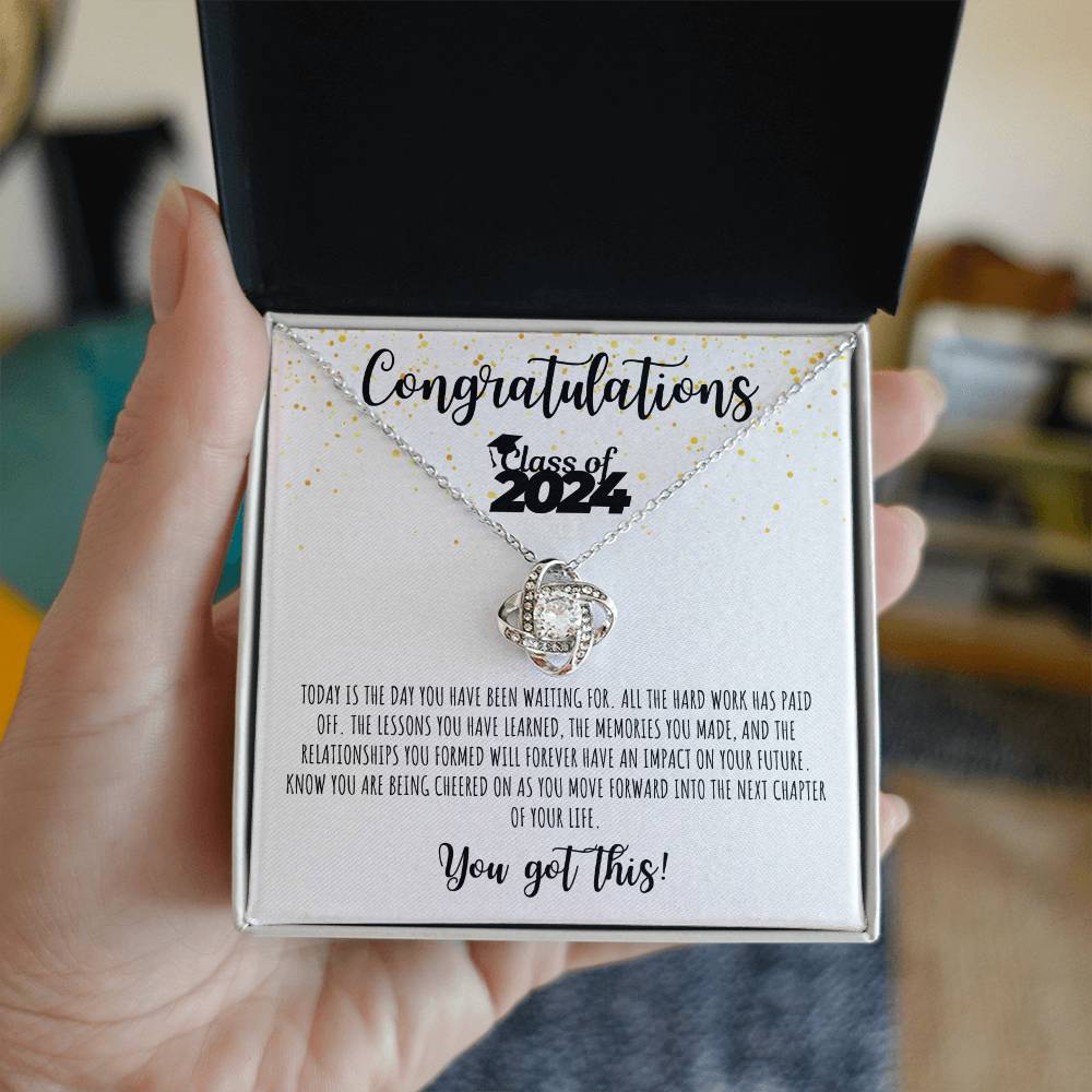 Congratulations Graduate | Class of 2024 | You Got This | White Message Card - Love Knot Necklace