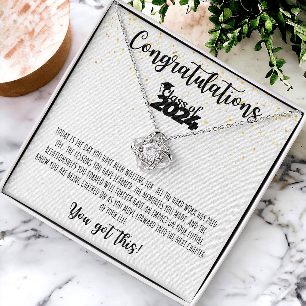 Congratulations Graduate | Class of 2024 | You Got This | White Message Card - Love Knot Necklace