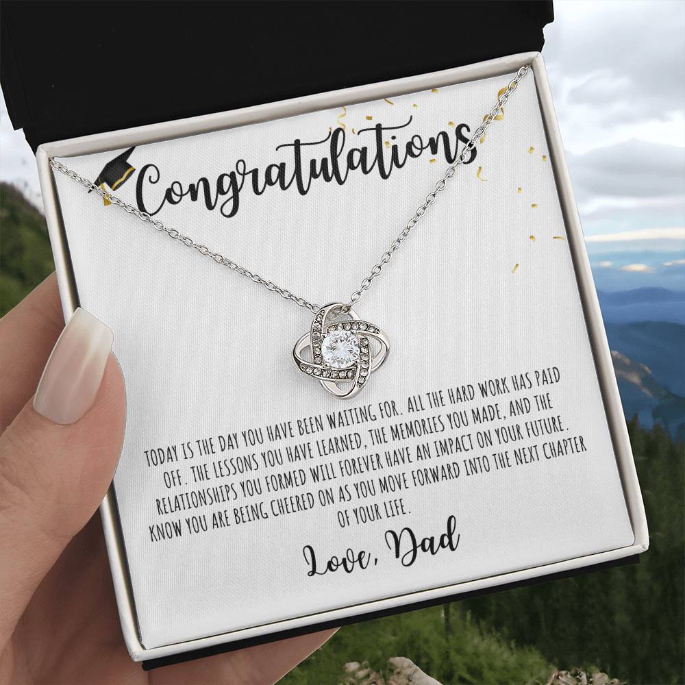 Congratulations Graduate | Love Dad | White Message Card - Love Knot Necklace