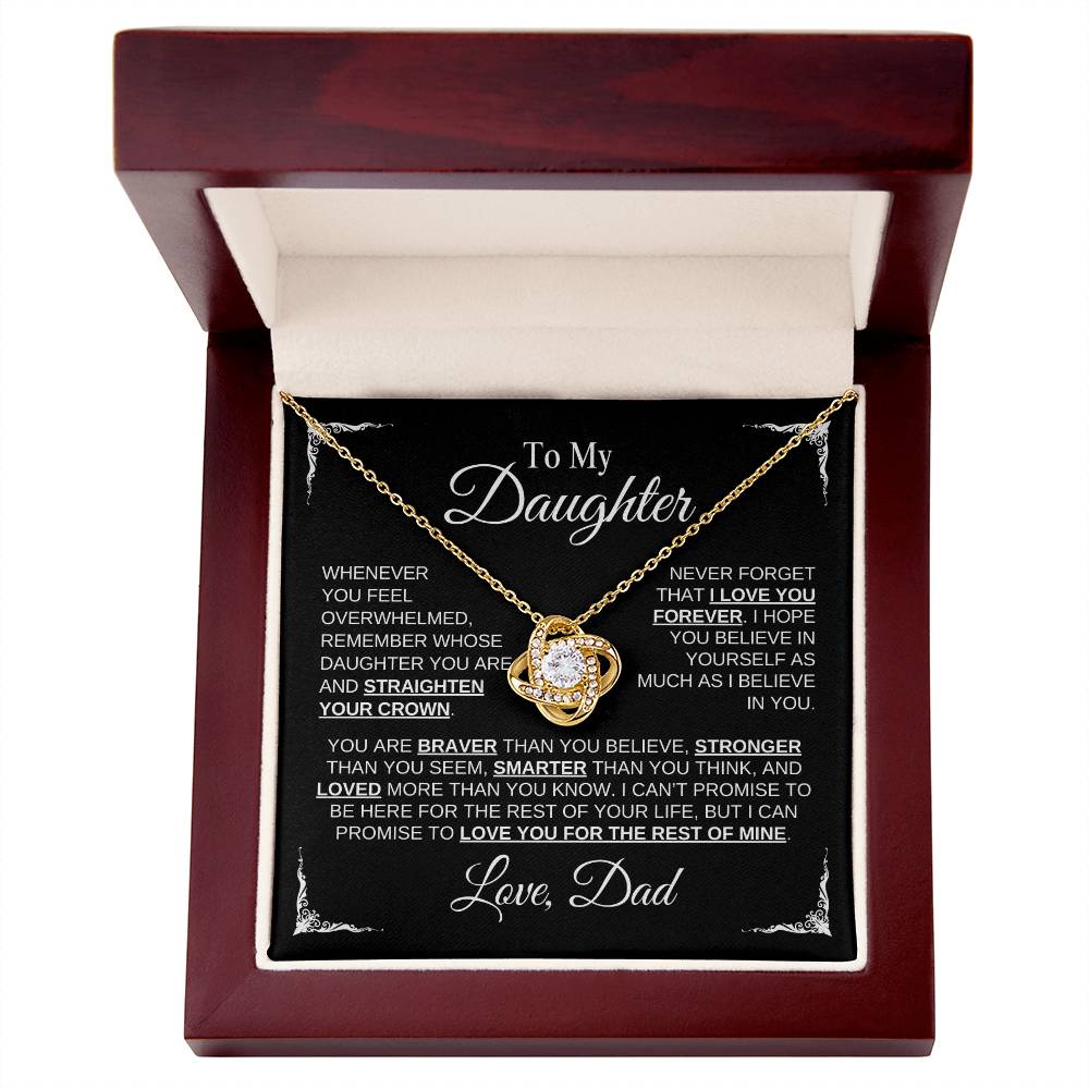 To My Daughter | Love Dad | Black Message Card - Love Knot Necklace