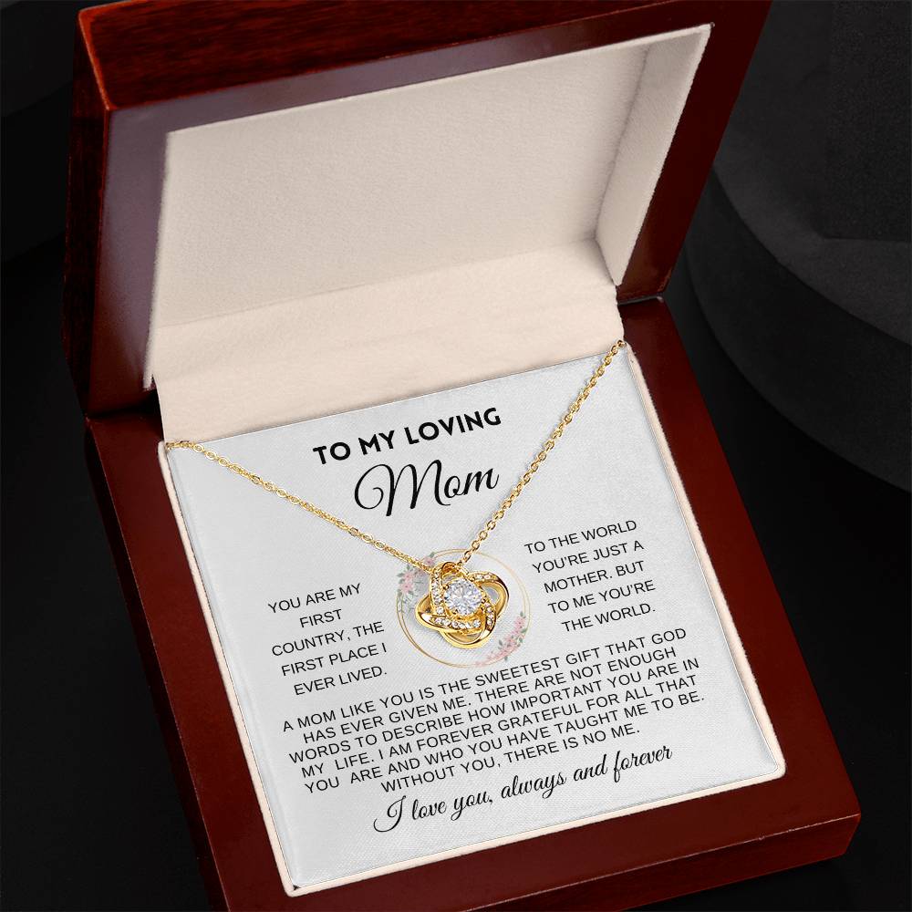 To My Loving Mom | Love Always & Forever | White Message Card with wreath - Love Knot Necklace