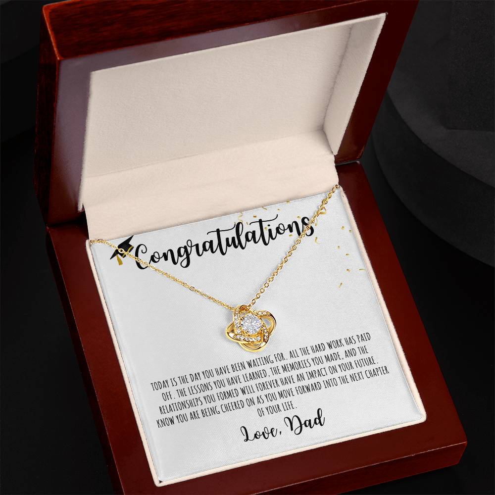 Congratulations Graduate | Love Dad | White Message Card - Love Knot Necklace