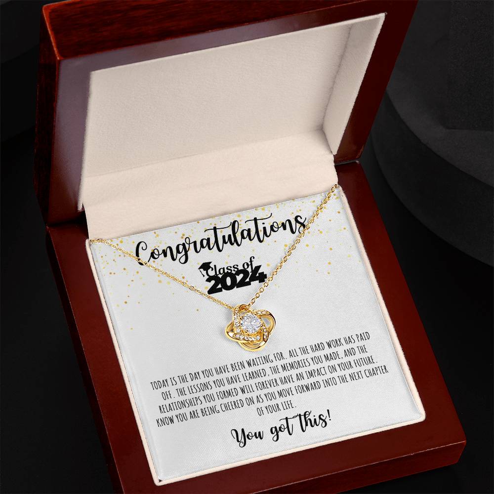 Congratulations Graduate | Class of 2024 | You Got This | White Message Card - Love Knot Necklace