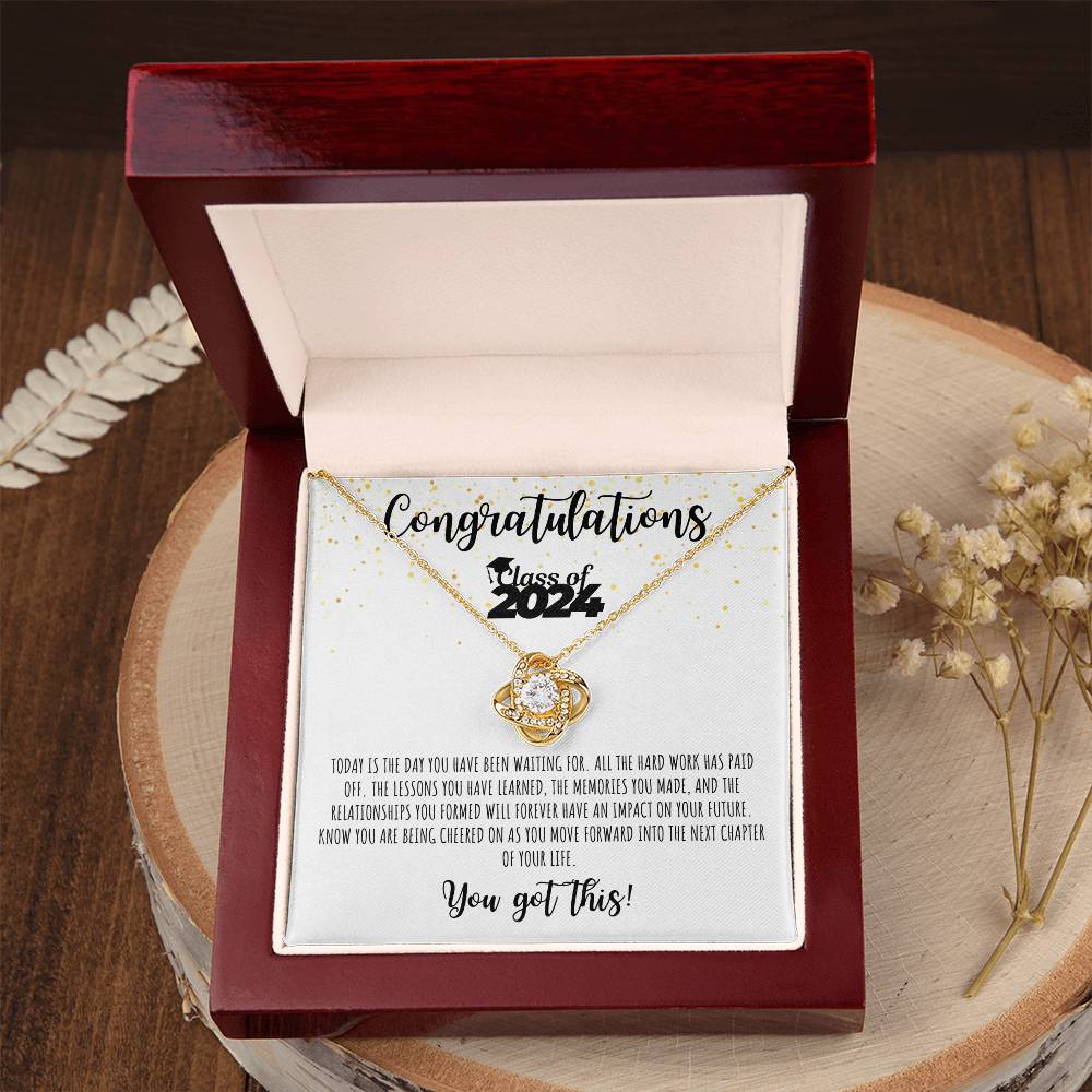 Congratulations Graduate | Class of 2024 | You Got This | White Message Card - Love Knot Necklace