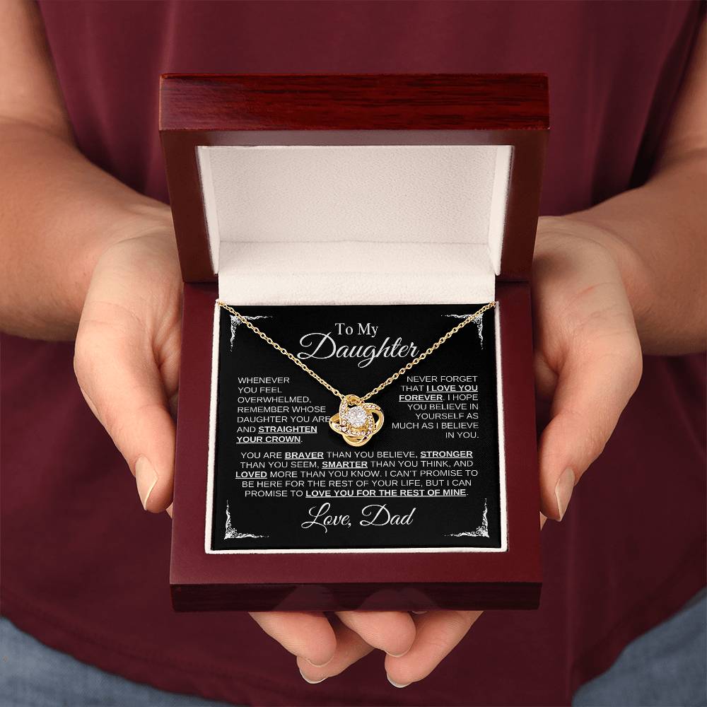 To My Daughter | Love Dad | Black Message Card - Love Knot Necklace