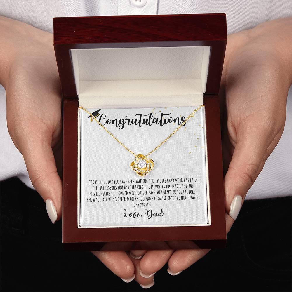 Congratulations Graduate | Love Dad | White Message Card - Love Knot Necklace