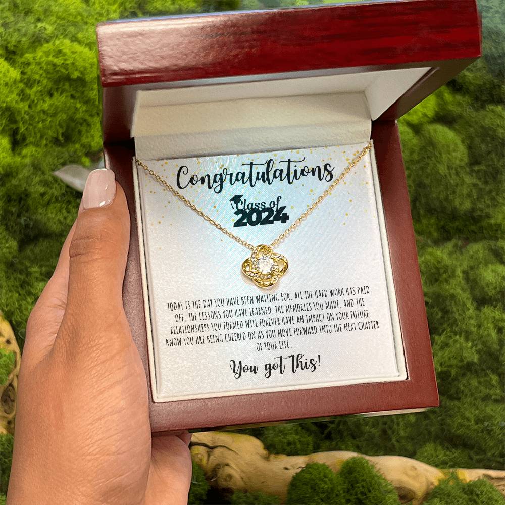 Congratulations Graduate | Class of 2024 | You Got This | White Message Card - Love Knot Necklace