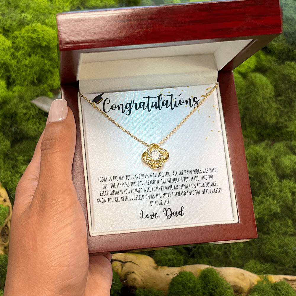 Congratulations Graduate | Love Dad | White Message Card - Love Knot Necklace