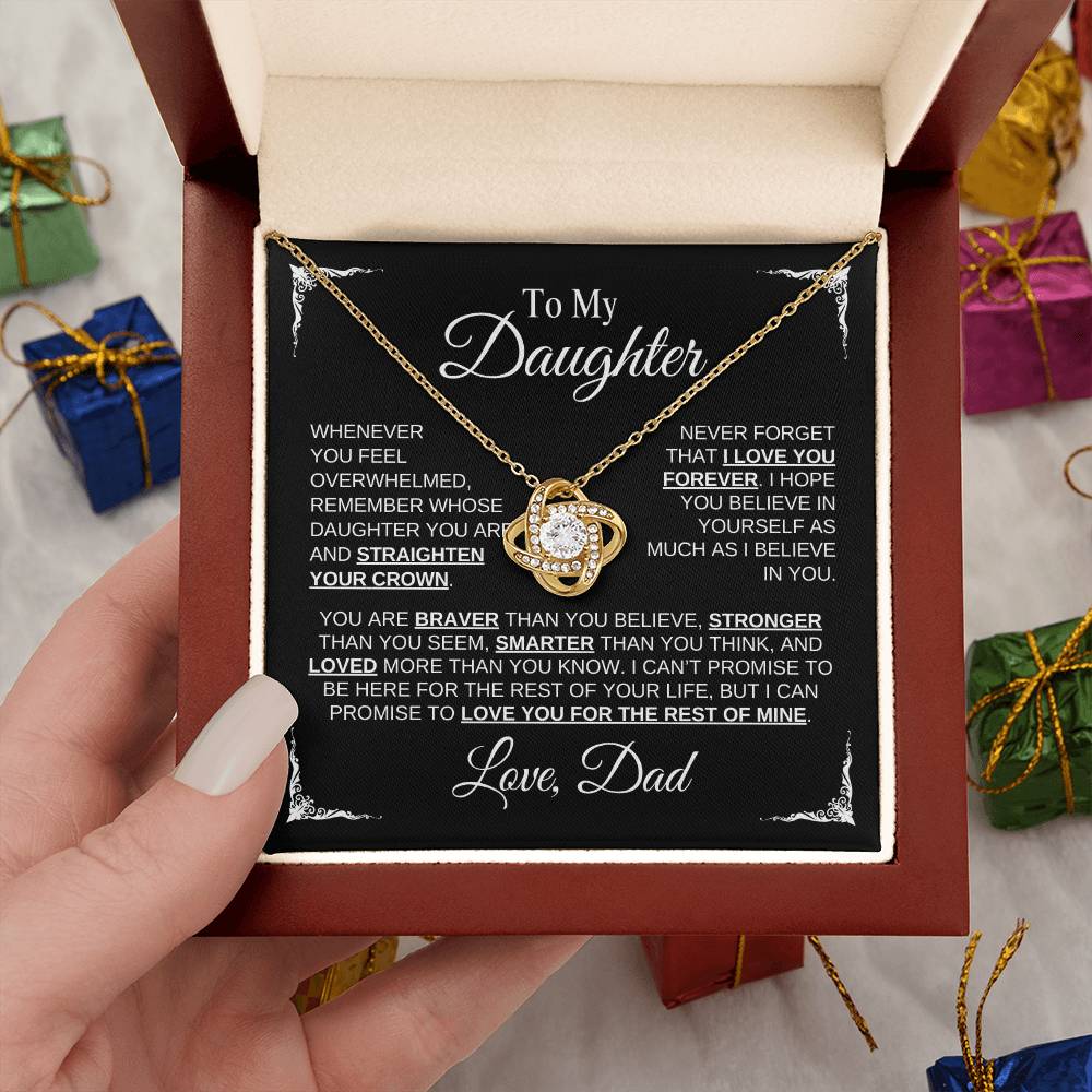 To My Daughter | Love Dad | Black Message Card - Love Knot Necklace