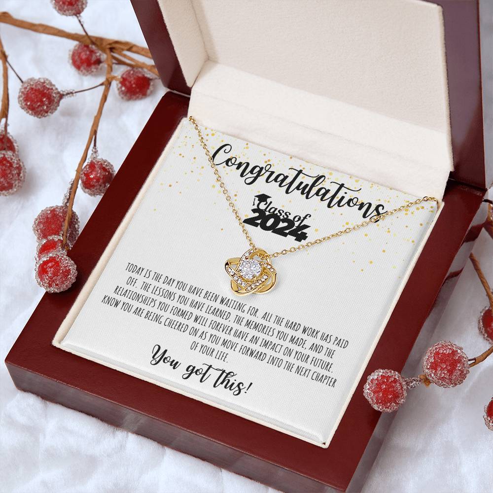 Congratulations Graduate | Class of 2024 | You Got This | White Message Card - Love Knot Necklace