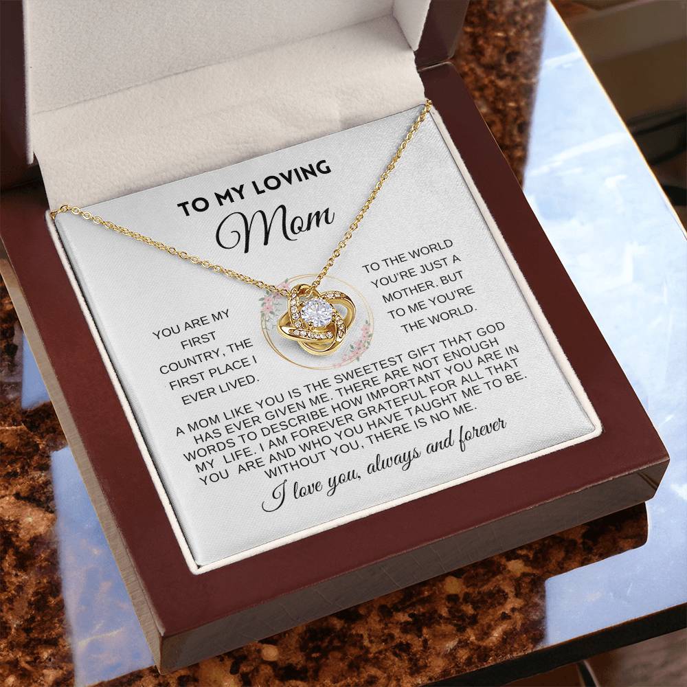 To My Loving Mom | Love Always & Forever | White Message Card with wreath - Love Knot Necklace