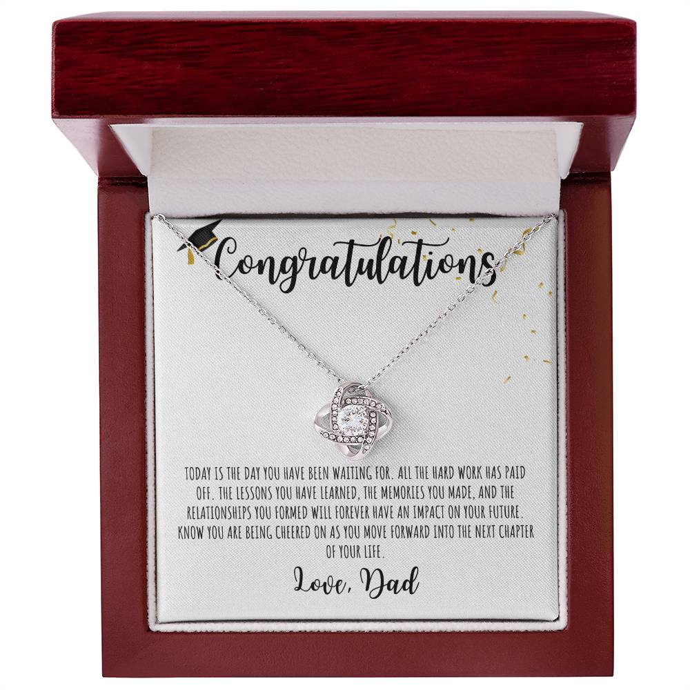 Congratulations Graduate | Love Dad | White Message Card - Love Knot Necklace