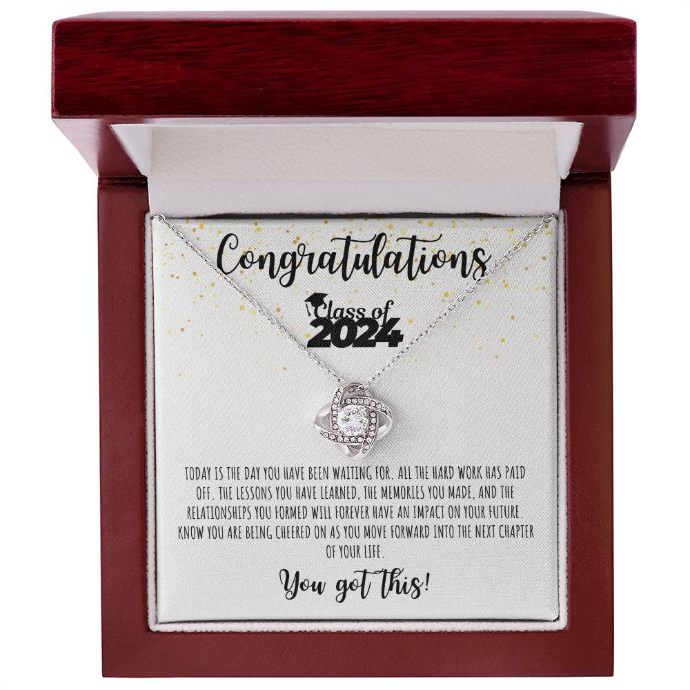 Congratulations Graduate | Class of 2024 | You Got This | White Message Card - Love Knot Necklace