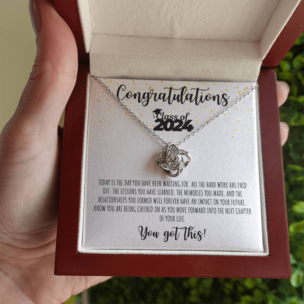 Congratulations Graduate | Class of 2024 | You Got This | White Message Card - Love Knot Necklace