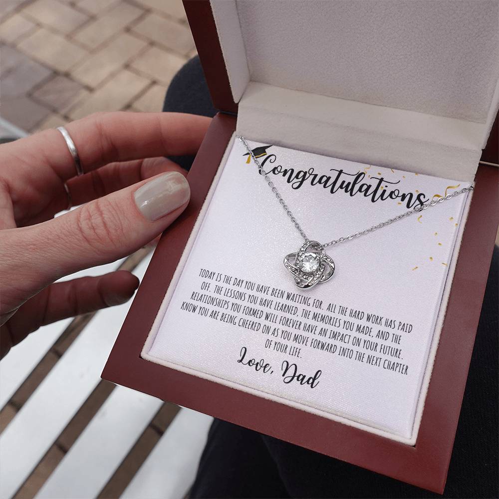 Congratulations Graduate | Love Dad | White Message Card - Love Knot Necklace