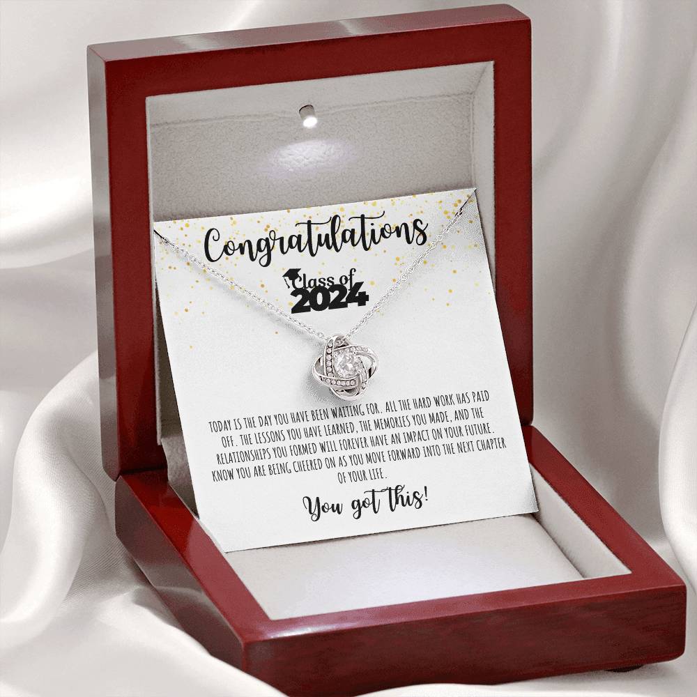 Congratulations Graduate | Class of 2024 | You Got This | White Message Card - Love Knot Necklace