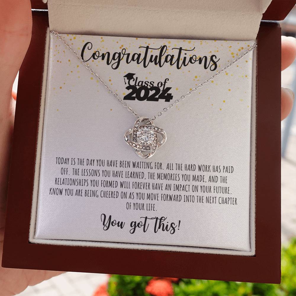 Congratulations Graduate | Class of 2024 | You Got This | White Message Card - Love Knot Necklace