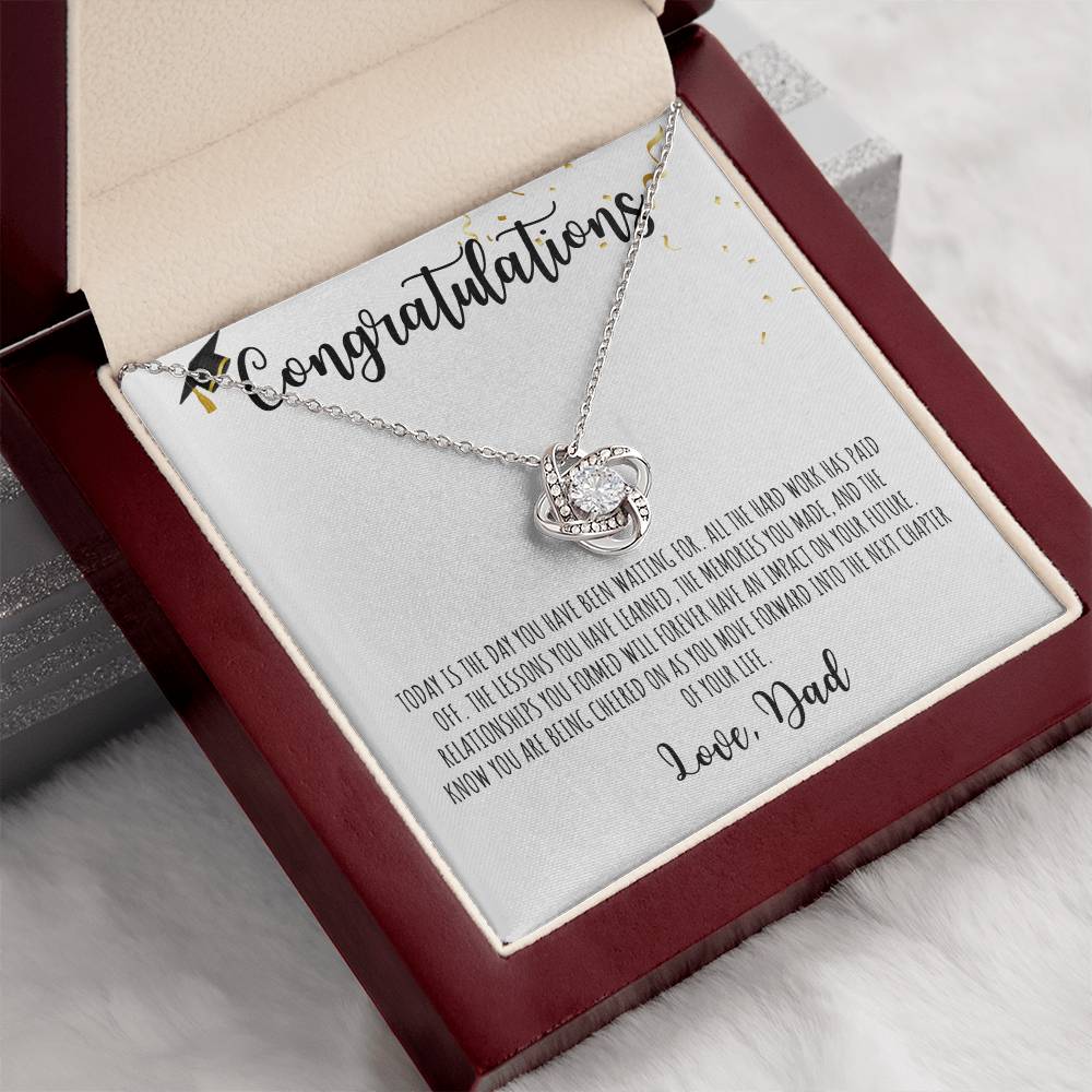 Congratulations Graduate | Love Dad | White Message Card - Love Knot Necklace