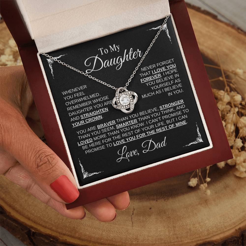 To My Daughter | Love Dad | Black Message Card - Love Knot Necklace