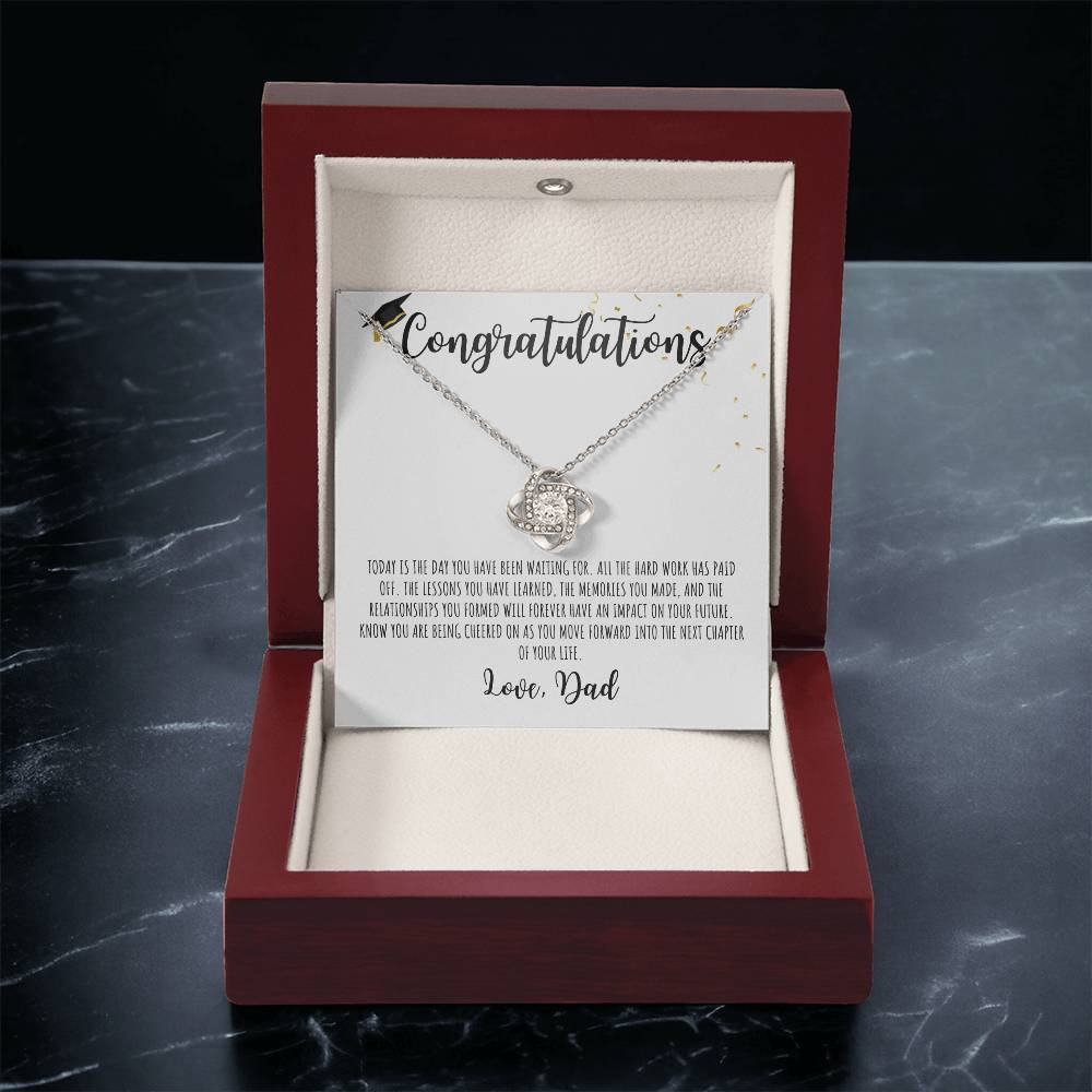 Congratulations Graduate | Love Dad | White Message Card - Love Knot Necklace