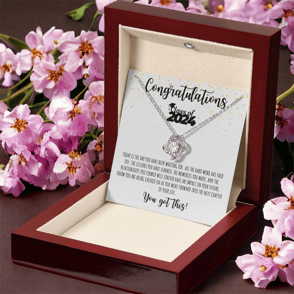 Congratulations Graduate | Class of 2024 | You Got This | White Message Card - Love Knot Necklace