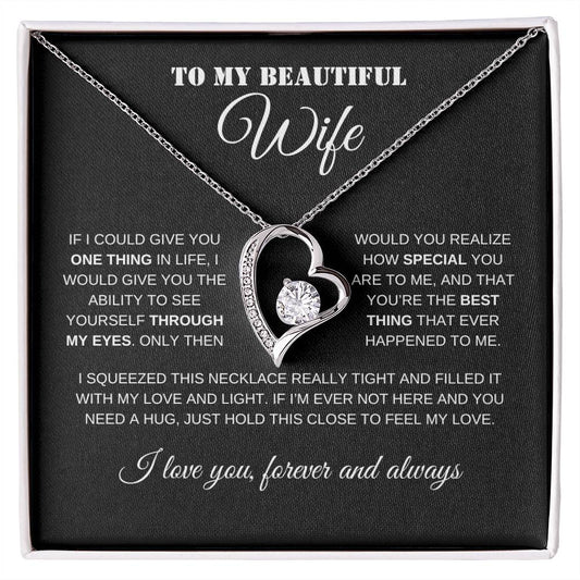 To My Beautiful Wife | Black Message Card - Forever Love Necklace