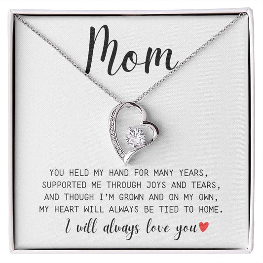 Mom | You Held My Hand For Many Years | I'll Always Love You | White Message Card - Forever Love Necklace