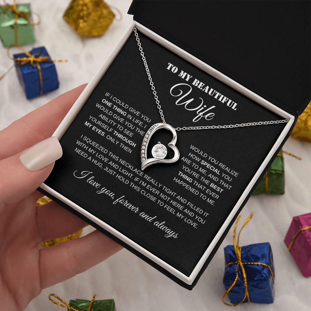 To My Beautiful Wife | Black Message Card - Forever Love Necklace