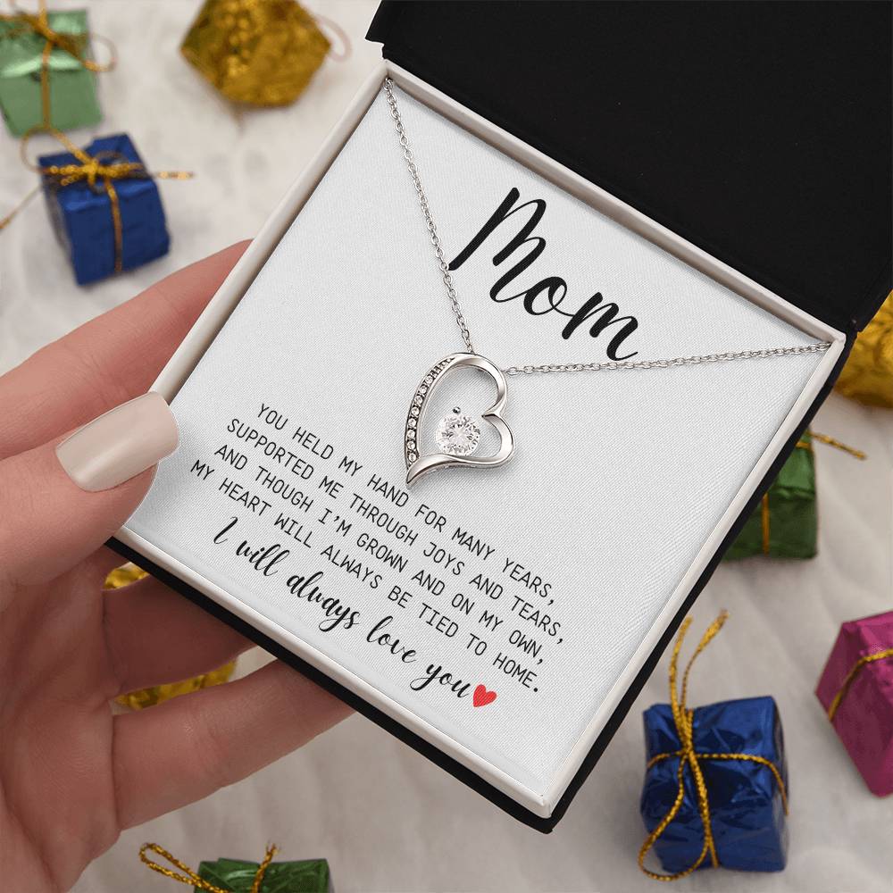 Mom | You Held My Hand For Many Years | I'll Always Love You | White Message Card - Forever Love Necklace