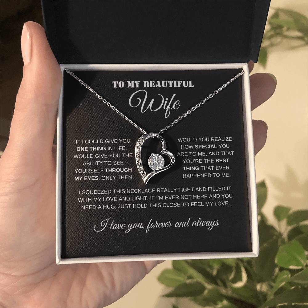 To My Beautiful Wife | Black Message Card - Forever Love Necklace