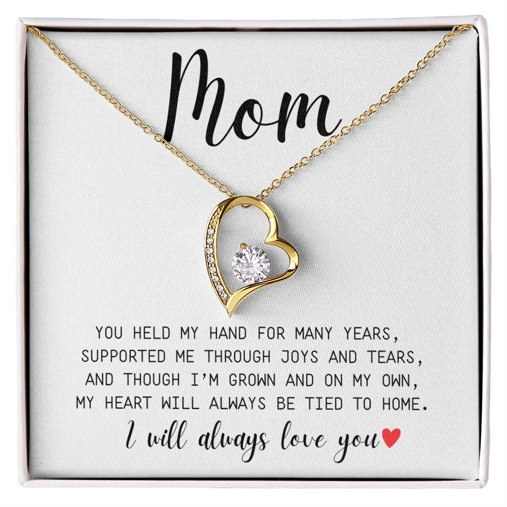 Mom | You Held My Hand For Many Years | I'll Always Love You | White Message Card - Forever Love Necklace