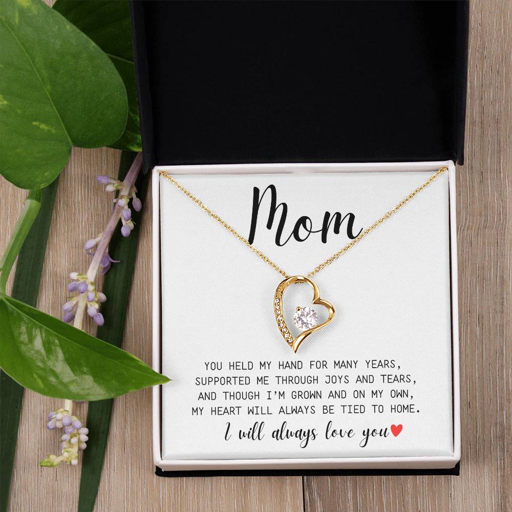 Mom | You Held My Hand For Many Years | I'll Always Love You | White Message Card - Forever Love Necklace