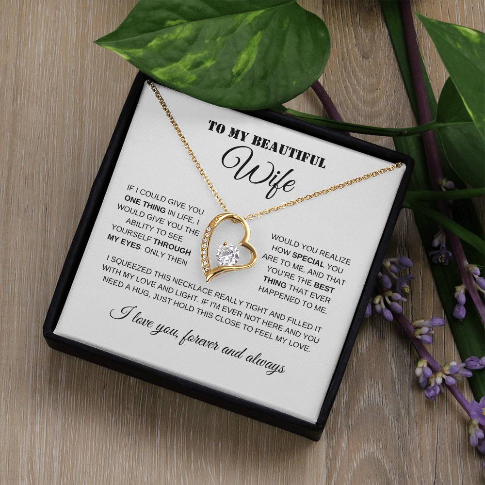 To My Beautiful Wife | White Message Card - Forever Love Necklace