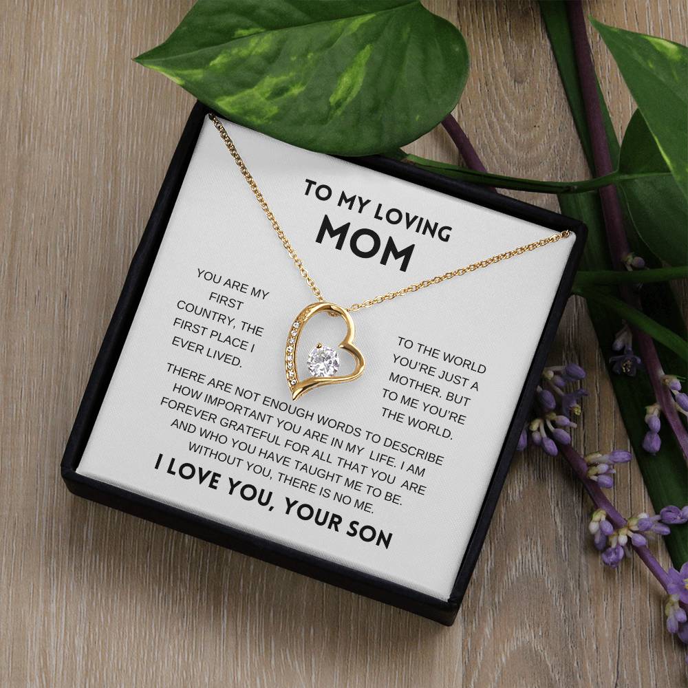 To My Loving Mom | From Son | White Message Card - Forever Love Necklace