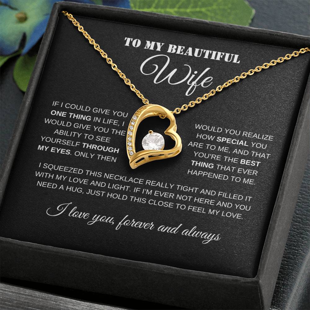 To My Beautiful Wife | Black Message Card - Forever Love Necklace