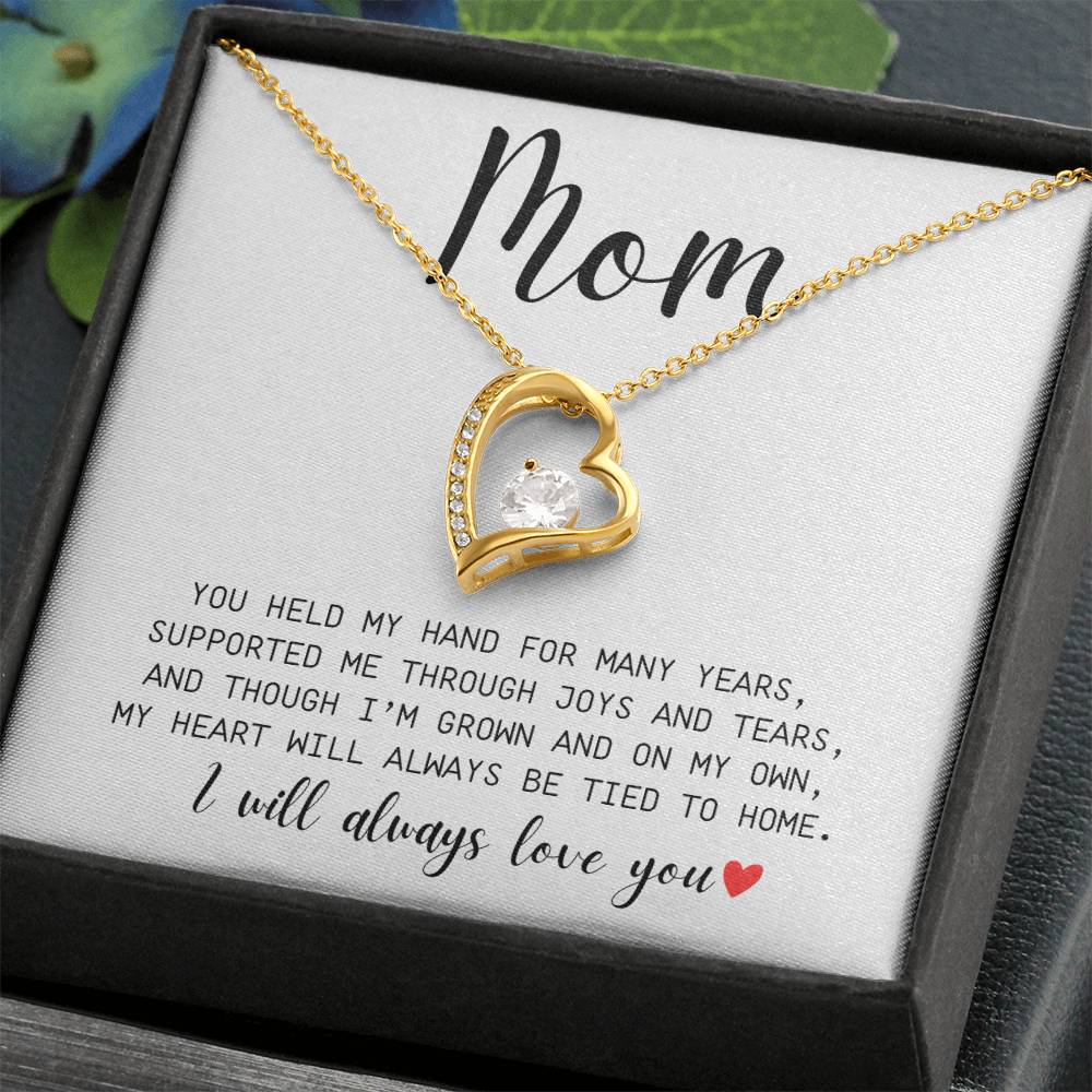 Mom | You Held My Hand For Many Years | I'll Always Love You | White Message Card - Forever Love Necklace