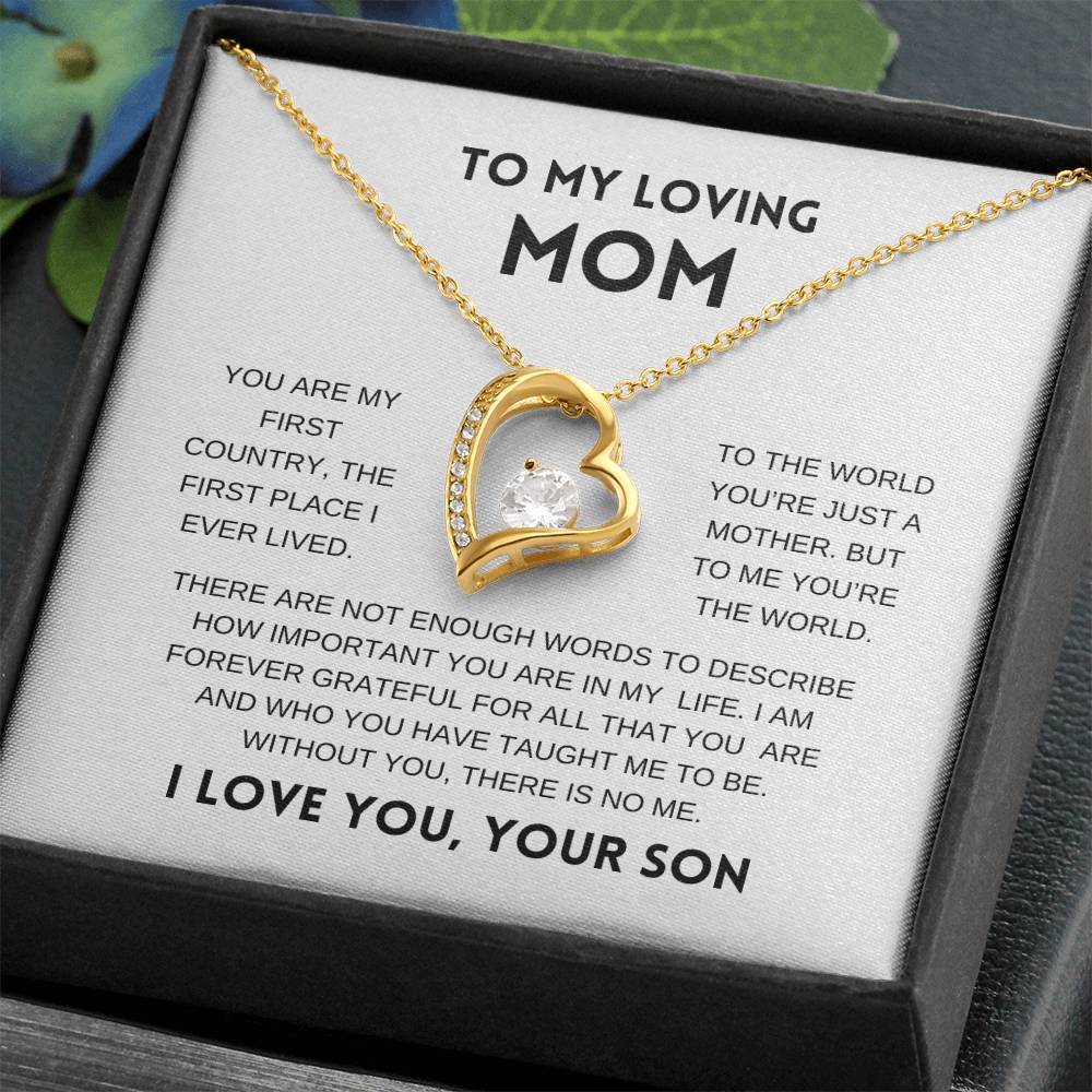 To My Loving Mom | From Son | White Message Card - Forever Love Necklace